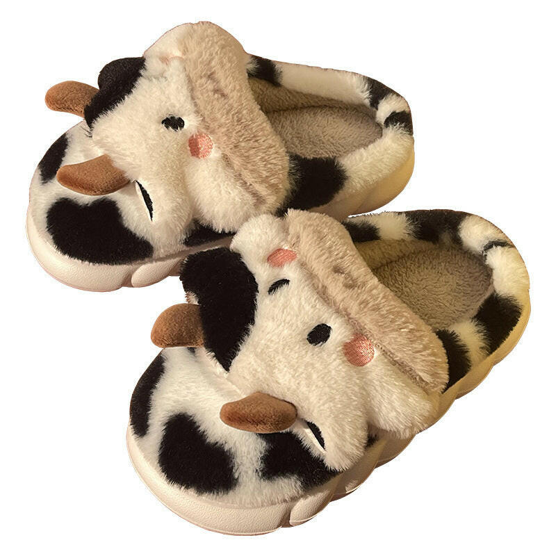 Chaussons Mignons Vache Doux et Chaleureux pour l'Hiver.